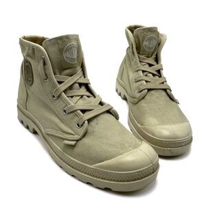 Palladium Pampa Hi Top Womens Combat Boot Sz 10 Lugsole Tan Canvas Sneaker Shoe